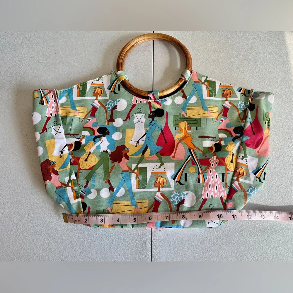 NEIMAN MARCUS Tote Purse Bag Fashion Diva Model Ladies Bamboo Handles MCM Chic - Picture 11 of 13